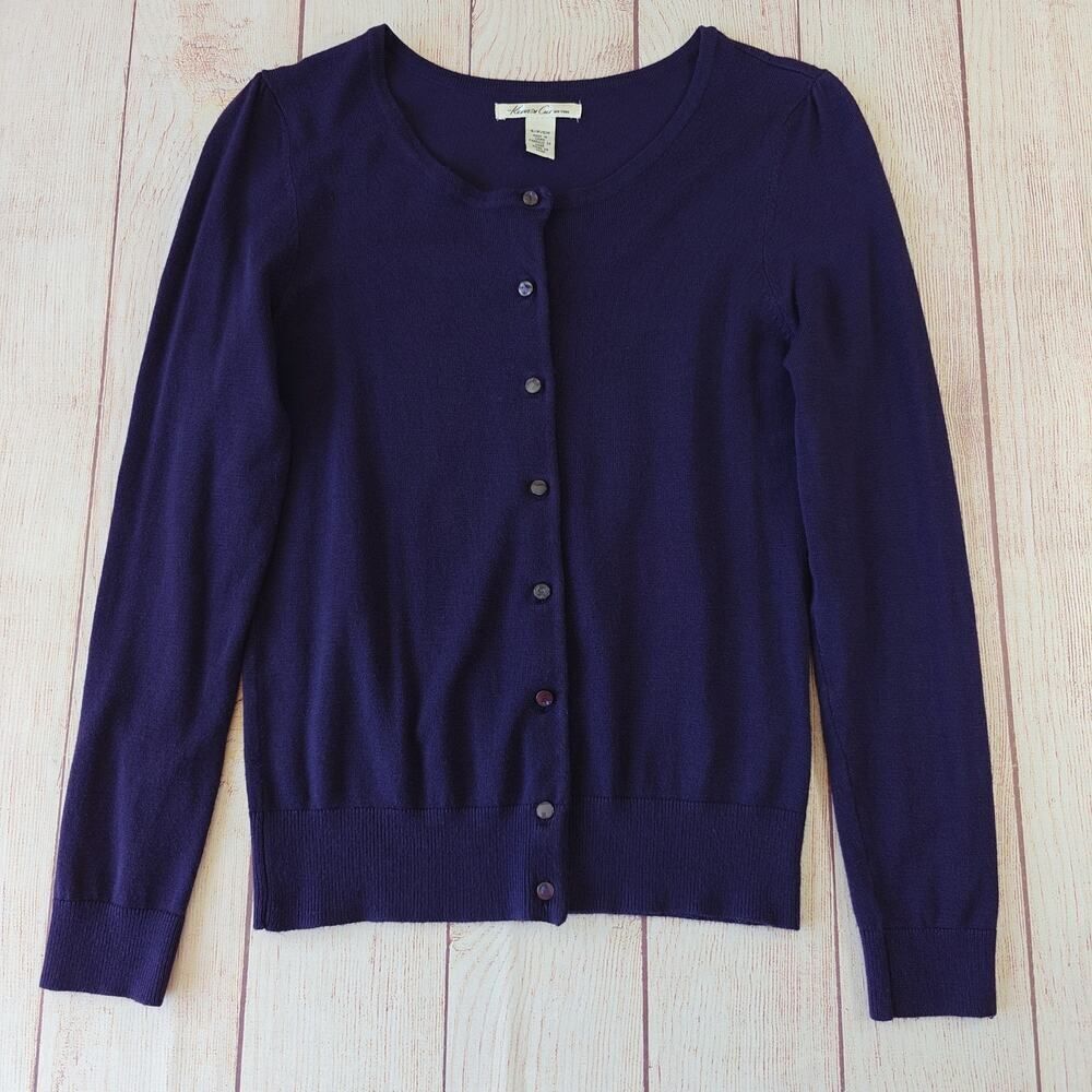 Kenneth Cole purple button front stretch sweater cardigan sz S